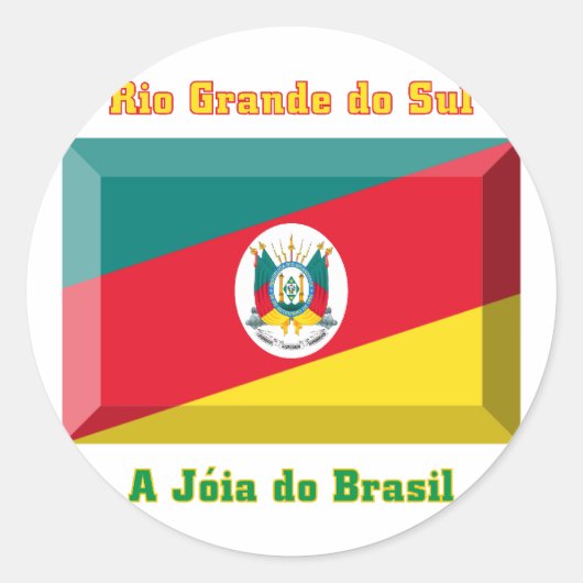 Rio Grande do Sul Vlag Gem Ronde Sticker (Voorkant)