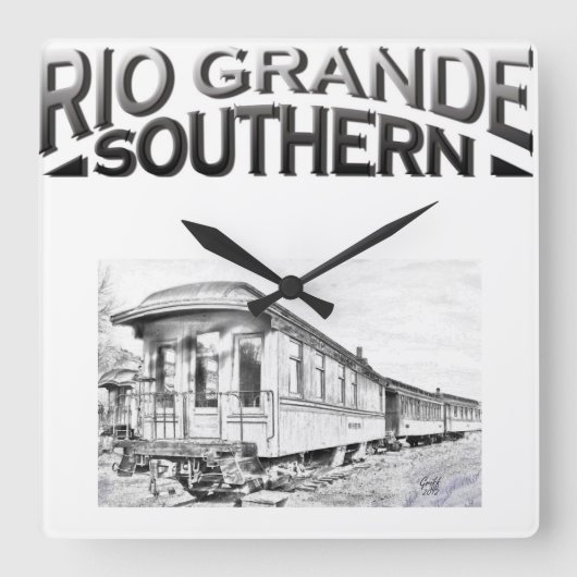 Rio Grande Southern Logo Clock Vierkante Klok (Voorkant)