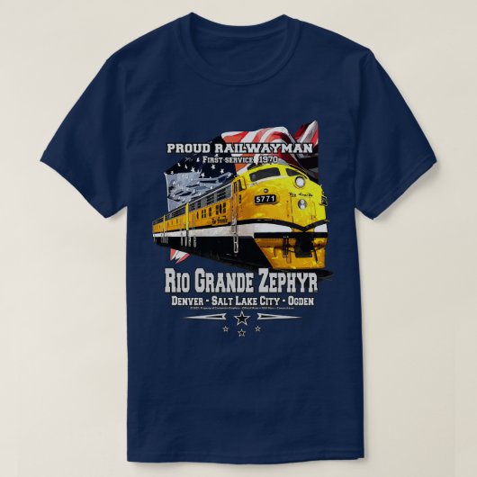 Rio Grande Zephyr Denver Ogden trein T-shirt (Design voorkant)