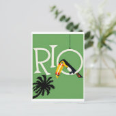 Rio, oud briefkaart met exotische papegaai (Staand voorkant)