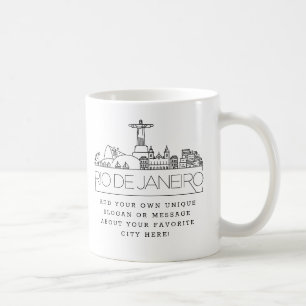 Rio Stylized Skyline   Aangepaste slogan koffie  Koffiemok
