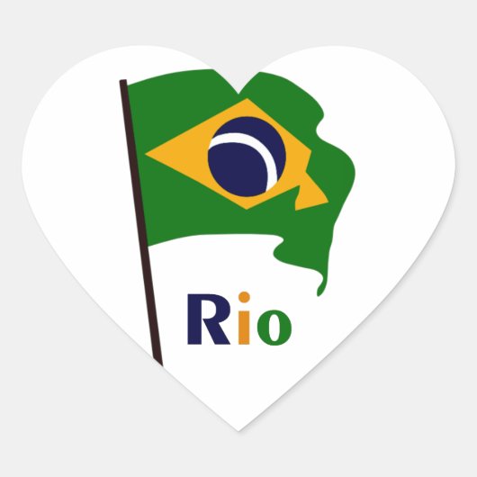 Rio, veelkleurige tekst hart sticker (Voorkant)