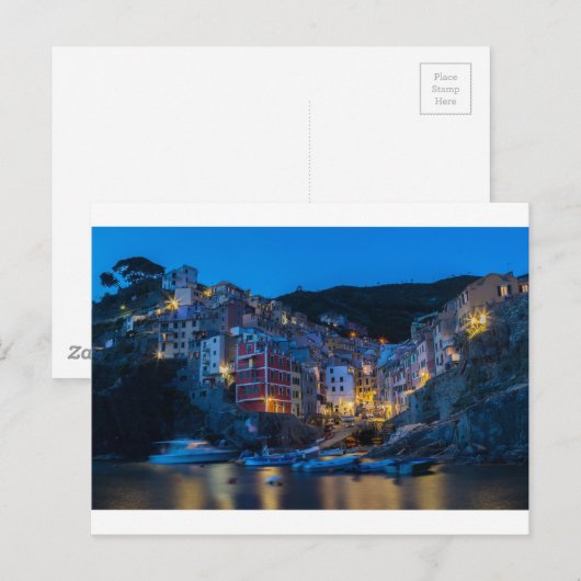 Riomaggiore at night Cinque Terre Liguria Italië Briefkaart (Voorkant / Achterkant)
