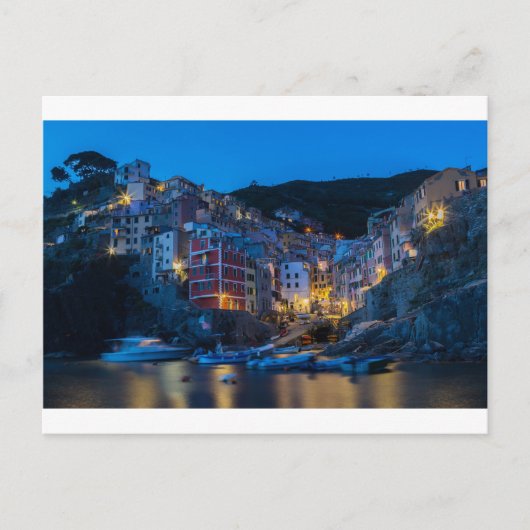 Riomaggiore at night Cinque Terre Liguria Italië Briefkaart (Voorkant)