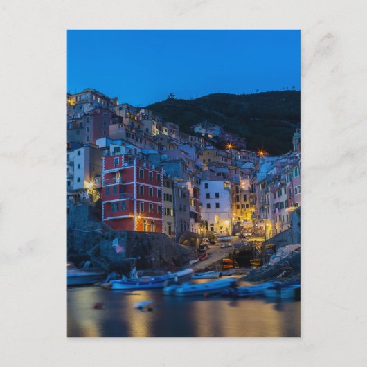 Riomaggiore at night Cinque Terre Liguria Italië Briefkaart (Voorkant)
