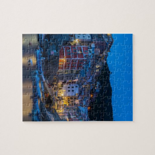 Riomaggiore at night Cinque Terre Liguria Italië Legpuzzel (Horizontaal)