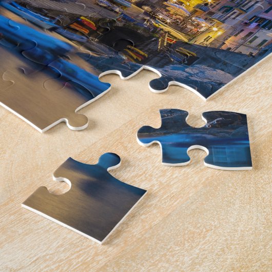 Riomaggiore at night Cinque Terre Liguria Italië Legpuzzel (Zijkant)