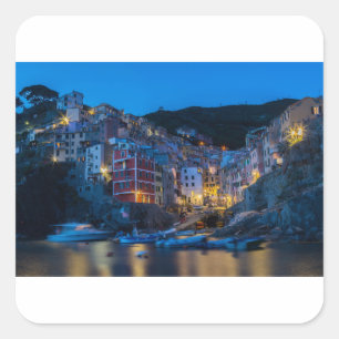 Riomaggiore at night Cinque Terre Liguria Italië Vierkante Sticker