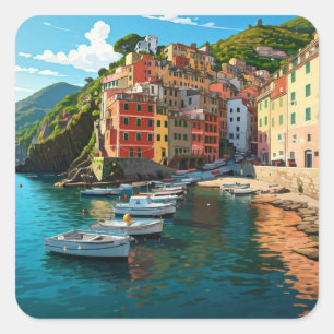 Riomaggiore, Cinqua Terra Vierkante Sticker