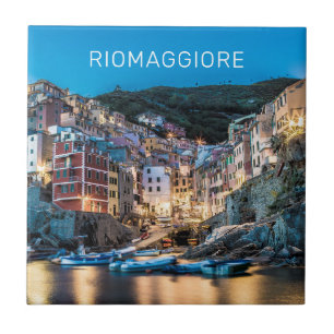 Riomaggiore Cinque Terre La Spezia Italië Panorama Tegeltje