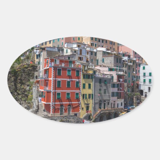 Riomaggiore Cinque Terre Liguria Italië Ovale Sticker (Voorkant)