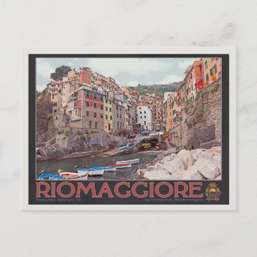 Riomaggiore Harbour - op Black.jpg Briefkaart (Voorkant)