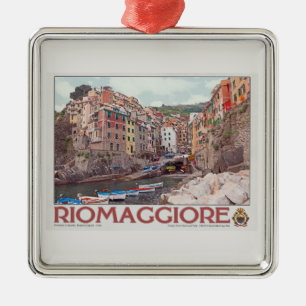 Riomaggiore Harbour - op White.jpg Metalen Ornament