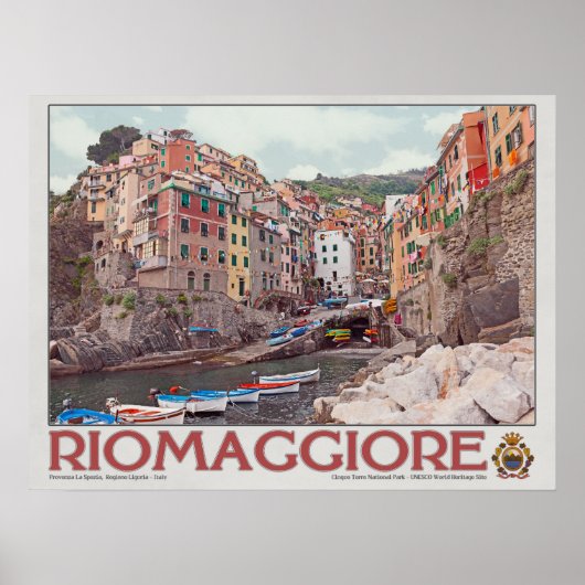 Riomaggiore Harbour - op White.jpg Poster (Voorkant)