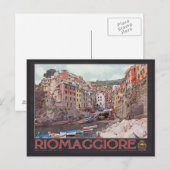 Riomaggiore Harbour (zwart) Briefkaart (Voorkant / Achterkant)