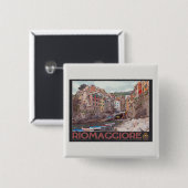 Riomaggiore Harbour (zwart) Vierkante Button 5,1 Cm (Voorkant /achterkant)