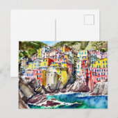 Riomaggiore, Italia,Waterverf Briefkaart (Voorkant / Achterkant)