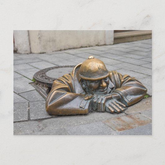Rioolwerker Bronzen Standbeeld, Bratislava, Slowak Briefkaart (Voorkant)