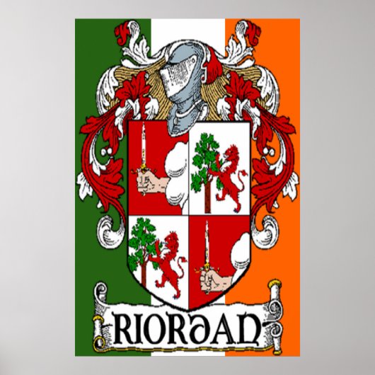 Riordan Coat of Arms Irish Flag Print (Voorkant)