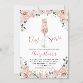 Riose Gold Dusty Pink Rose Soiree Bridal Shower Kaart