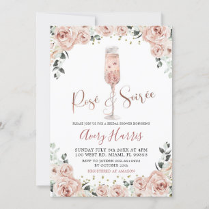 Riose Gold Dusty Pink Rose Soiree Bridal Shower Kaart