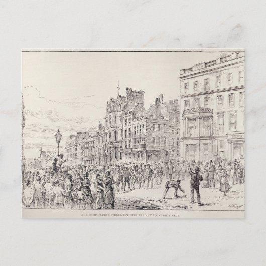 Riots in het West End of London Briefkaart (Voorkant)