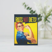 Riots niet Diëten -  feminisme Briefkaart (Staand voorkant)