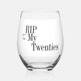 RIP 20-er 30e verjaardag Zwart en Wit Party Favor Wijnglas Zonder Voet