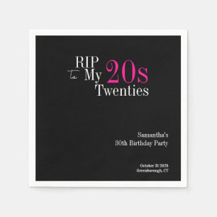 RIP 20-er jaren 30e verjaardagsfeest Zwart Roze Servet