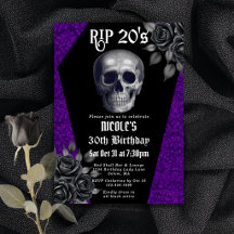 RIP 20-er Jaren Gothische Paarse Schedel Bloem 30e