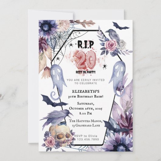 RIP 20 Verjaardag Gothic Halloween Mijlpaal begraf Kaart (Voorkant)