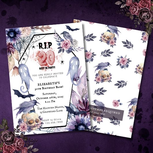 RIP 20 Verjaardag Gothic Halloween Mijlpaal begraf Kaart