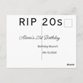 RIP 20s 21e verjaardag eenvoudig minimaal brunch d Briefkaart (Achterkant)