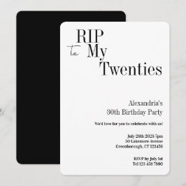 RIP 20s 30e verjaardag Minimal feestje Kaart