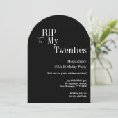 RIP 20s 30e verjaardagsfeestje Zwart en Wit Kaart (Staand voorkant)