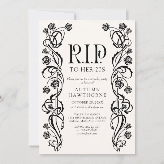 RIP 20s 30s Gothic Halloween Birthday Kaart (Voorkant)