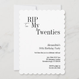 RIP 20s 30th Birthday Minimal Party Kaart