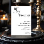 RIP 20s 30th Birthday Minimal Party Kaart<br><div class="desc">Dit is een modern, 30e verjaardag, Halloween volwassen feest ontwerp. Dit eenvoudige RIP 20s ontwerp, is in minimaal zwart-wit met stijlvolle typografie. De sjabloon is ingesteld voor u om eenvoudig jouw naam Halloween verjaardagsfeestgegevens toe te voegen. Perfect voor een cool en leuk, Halloween-thema, 30e verjaardagsfeest. Om te personaliseren, gebruikt u...</div>