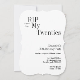 RIP 20s 30th Birthday Minimal Party Kaart