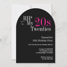 RIP 20s 30th Birthday Party Black Pink Kaart