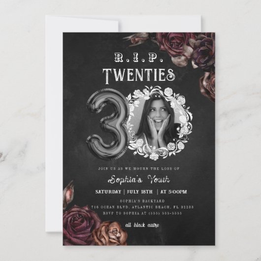 RIP 20s 30th Verjaardag Dood aan mijn Jeugd Foto Kaart (Voorkant)