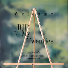 RIP 20s Black typografie 30th Birthday Welkom Acryl Bord