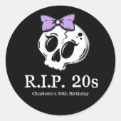 Rip 20s Coquette Esthetische Bow 30e verjaardagsfe Ronde Sticker (Voorkant)