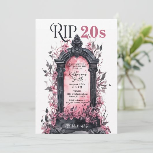 Rip 20s Dood aan mijn Jeugd 30ste Roze Verjaardags Kaart (Staand voorkant)