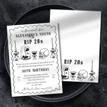 RIP 20s Doodle Scribble Funeral 30th Birthday