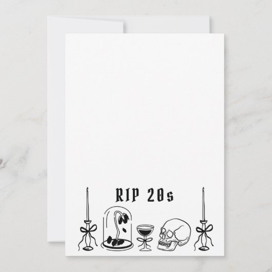 RIP 20s Doodle Scribble Funeral 30th Birthday Kaart (Achterkant)
