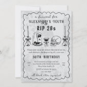 RIP 20s Doodle Stone Look Funeral 30th Birthday Kaart (Voorkant)