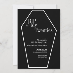 RIP 20s Gothic 30th Birthday Party Zwart-wit Kaart