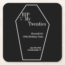 RIP 20s Gothic 30th Birthday Party Zwart-wit Kartonnen Onderzetters