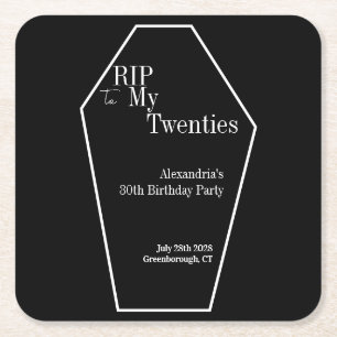 RIP 20s Gothic 30th Birthday Party Zwart-wit Kartonnen Onderzetters